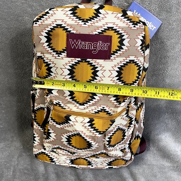 Wrangler Aztec Print Tan Yellow Backpack NWT Back to School Boho - Picture 6 of 8